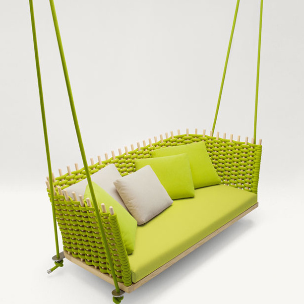 Modern Luxury Outdoor Indoor Wooden Garden Swing Sets Hanging Rope Chair Wooden Swing Sofa Chair Patio Swings