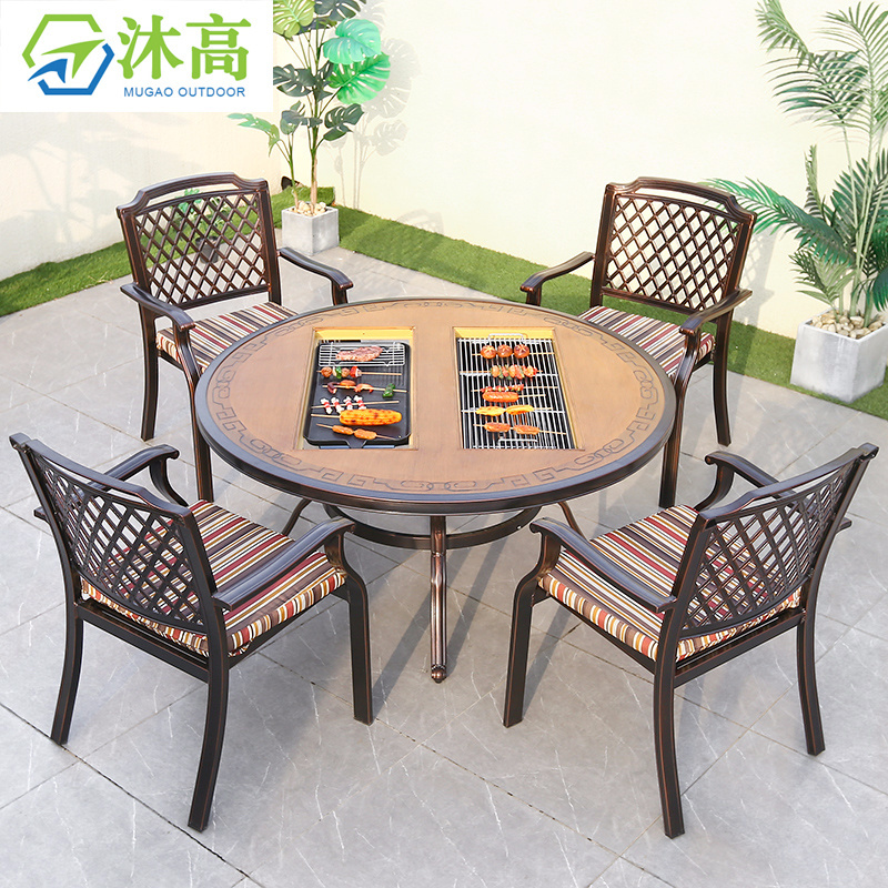 Factory direct sales garden fire pit dining table chairs home outdoor patio furniture garden set furniture with fire