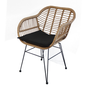 Foshan outdoor restaurant furniture chair patio cafe bistro Modern Garden Rattan wicker dining Chairs with steel legs