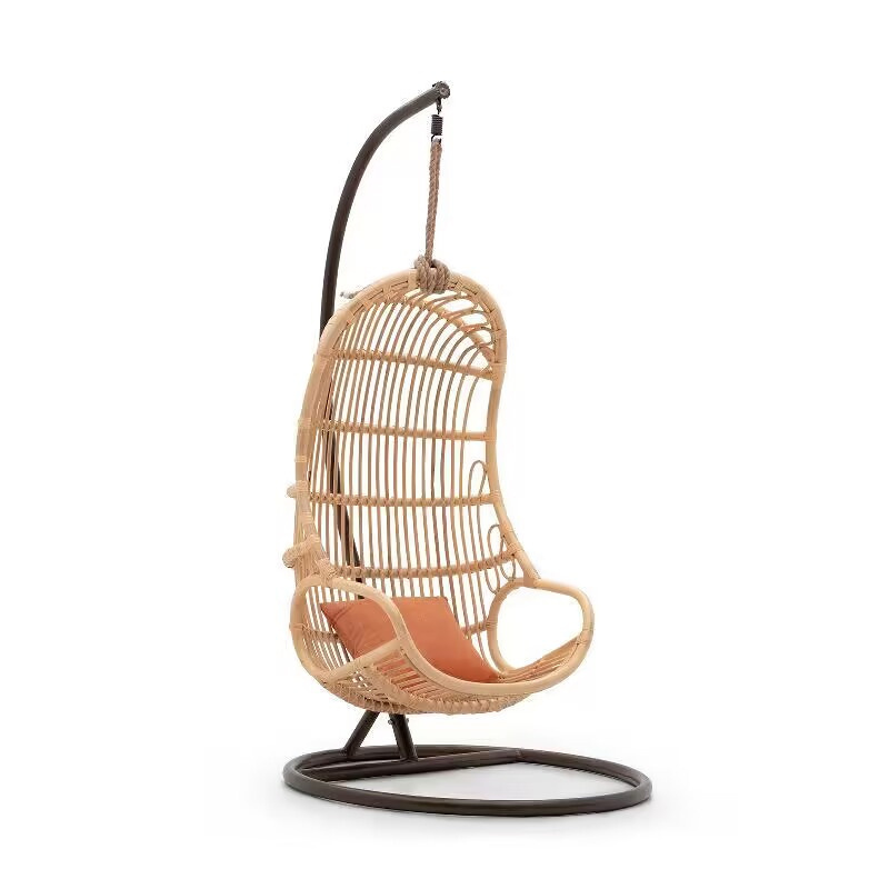 Hammock Chair Macrame Swing Chair, Hanging Rattan Hammock Chair Swing for Indoor and Outdoor Use