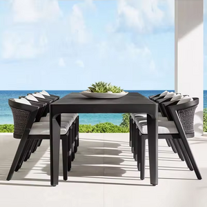 Aluminum outdoor furniture luxury six chairs sets garden table and chairs dining sets