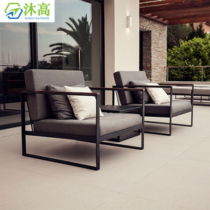 Modern black Outdoor gardens sessions metal sofa terraces patio furniture aluminum outdoor furniture