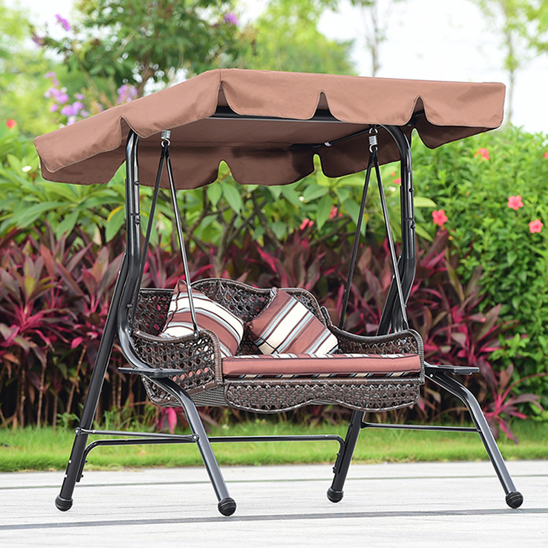 Modern style design outdoor furniture iron frame 2 seater patio swing with canopy