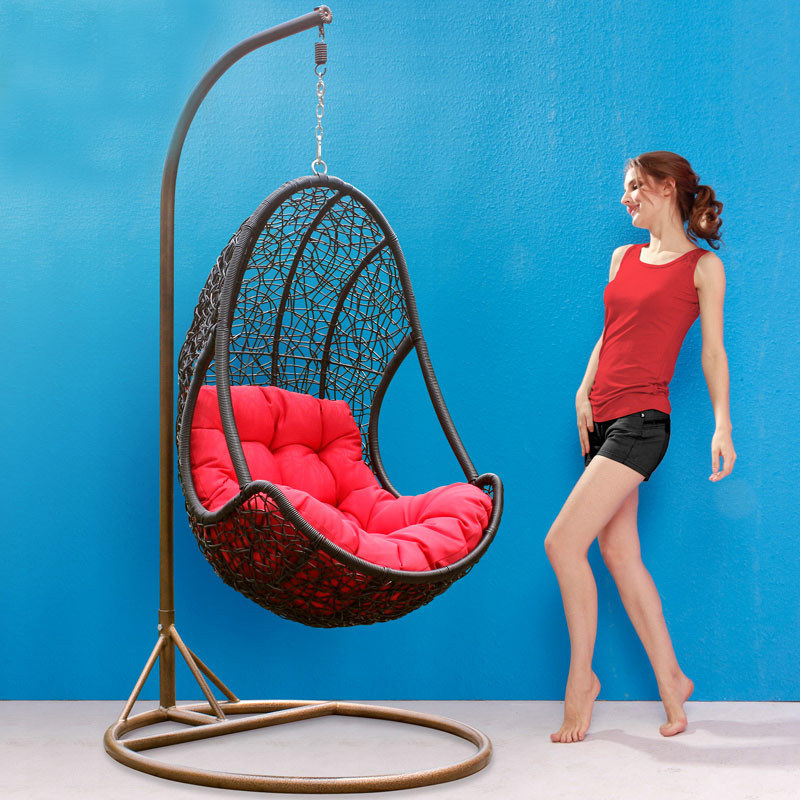 Factory made all weather outdoor waterproof furniture rattan egg shape rattan hanging chairs