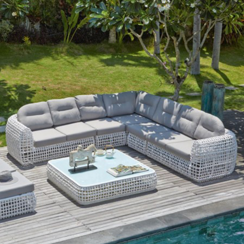 Mugao Furniture natural white outdoor garden furniture set rattan sofa outdoor garden sets patio furniture