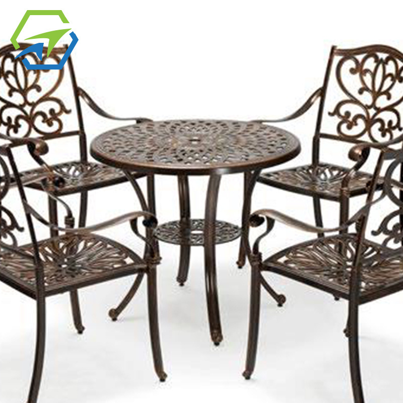 Outdoor Garden Furniture Sets Plastic Rattan Dining Chair Table 4Seater Wicker Patio Outdoor Furniture 5Pcs Garden Set