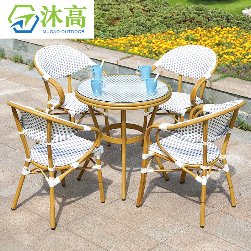 Rattan French Bistro Chairs And Table francese bistro sedie in rattan Garden Sets Bamboo Patio Bistro Set Outdoor Furniture