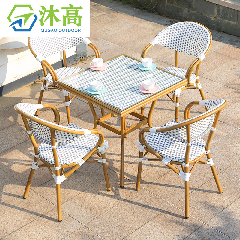 Rattan French Bistro Chairs And Table francese bistro sedie in rattan Garden Sets Bamboo Patio Bistro Set Outdoor Furniture