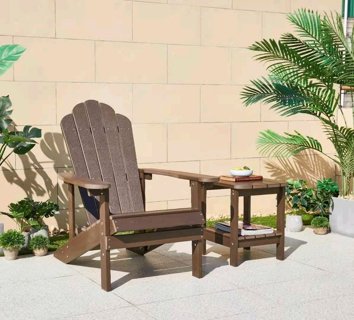 Sandy Beach Outdoor Leisure Arm lounge Chair Waterproof Plastic Wood Modern Outdoor Garden Composite Adirondack Chair Folding