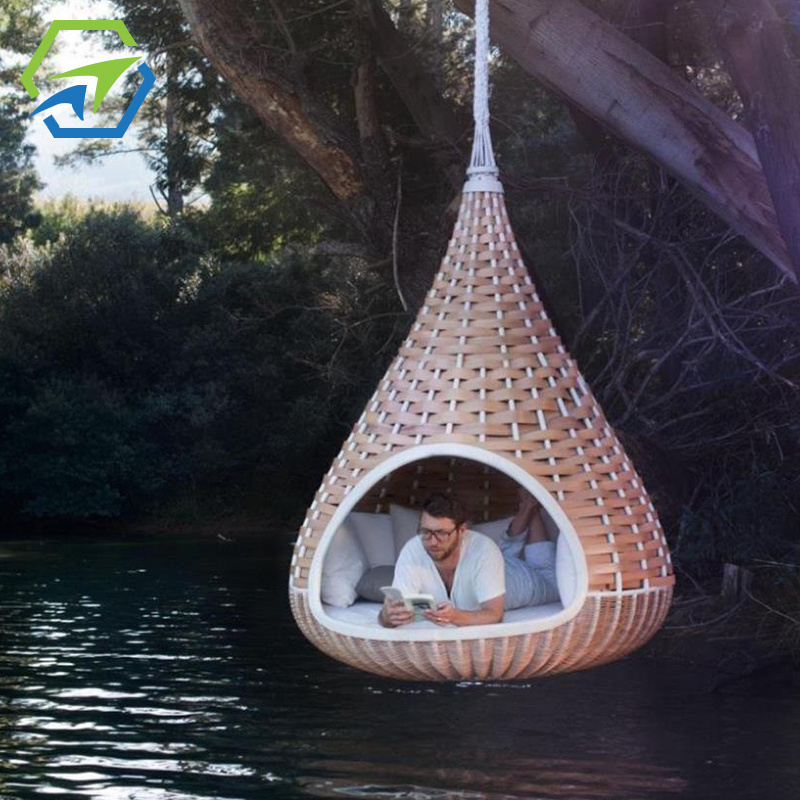 Mugao New Style Swing Day Bed Outdoor Rattan Garden Hanging Daybed Hotel Resort