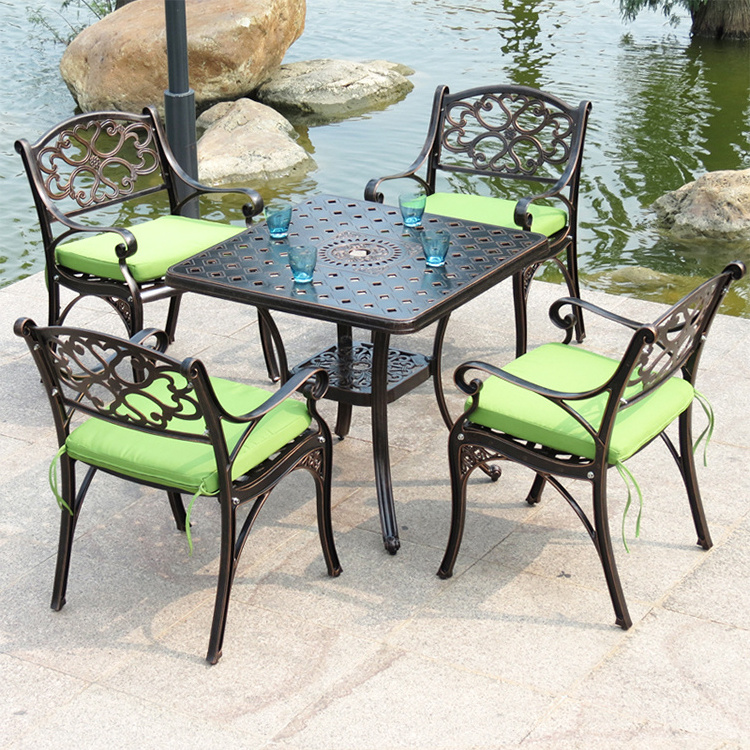 High quality barbecue table and chairs die cast aluminum outdoor furniture fire pit chairs and table set garden patio furniture