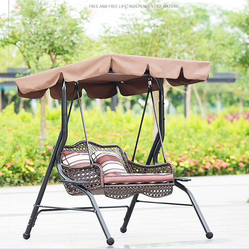 Modern style design outdoor furniture iron frame 2 seater patio swing with canopy