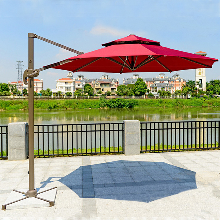 Parasol Garden Outdoor Umbrella Led Solar Panel Aluminum Cantilever Umbrella with Light