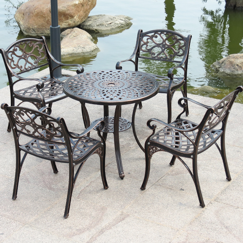 High quality barbecue table and chairs die cast aluminum outdoor furniture fire pit chairs and table set garden patio furniture