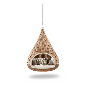 Mugao New Style Swing Day Bed Outdoor Rattan Garden Hanging Daybed Hotel Resort