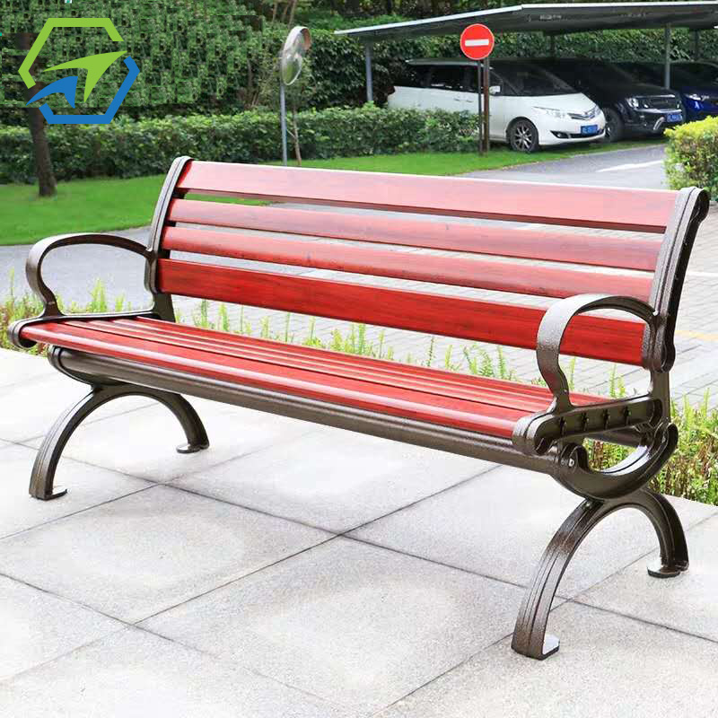 Garden Rustic wooden bench Seating Modern Customize Outdoor Iron Solid Wood Bench Slat