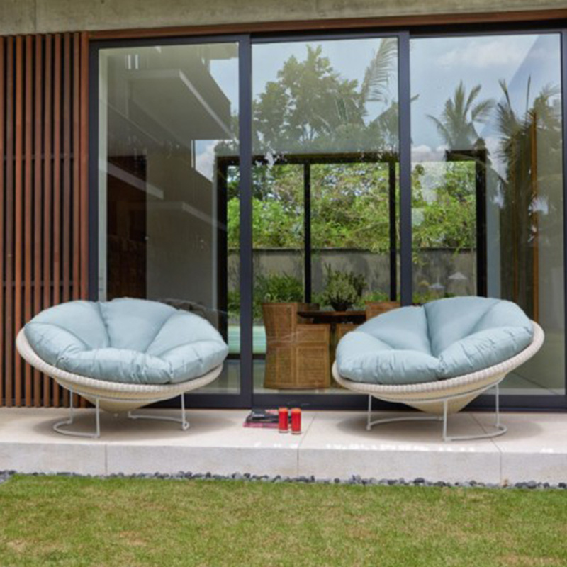 Living Room Rattan Chair Terrace Lounge Indoor Furniture Outdoor Patio Balcony Wicker Rattan Papasan Chair with cushion