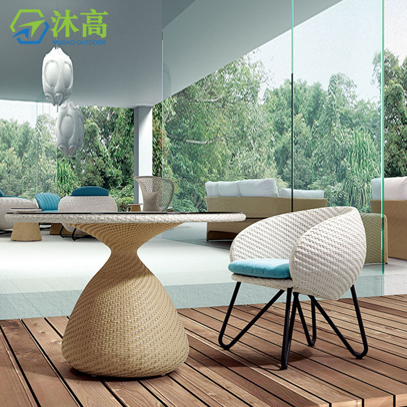 Rattan dining armchair  table and chairs set patio dining room outdoor rattan dining set PE rattan garden furniture set