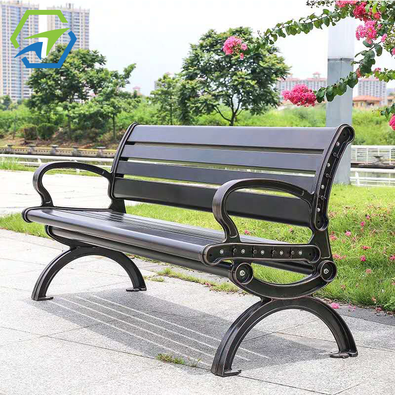 Garden Rustic wooden bench Seating Modern Customize Outdoor Iron Solid Wood Bench Slat