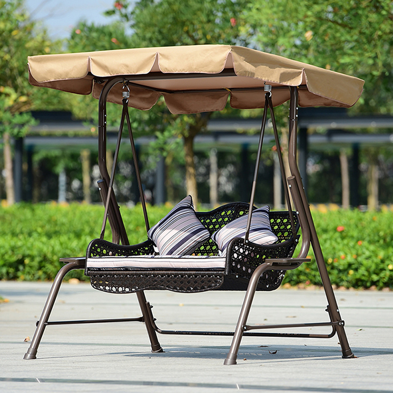 Modern style design outdoor furniture iron frame 2 seater patio swing with canopy