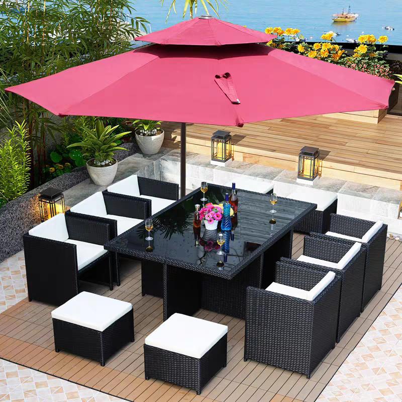 Rattan patio terrace furniture 3 pieces small coffee table wicker patio set cafe bistro outdoor furniture dining set