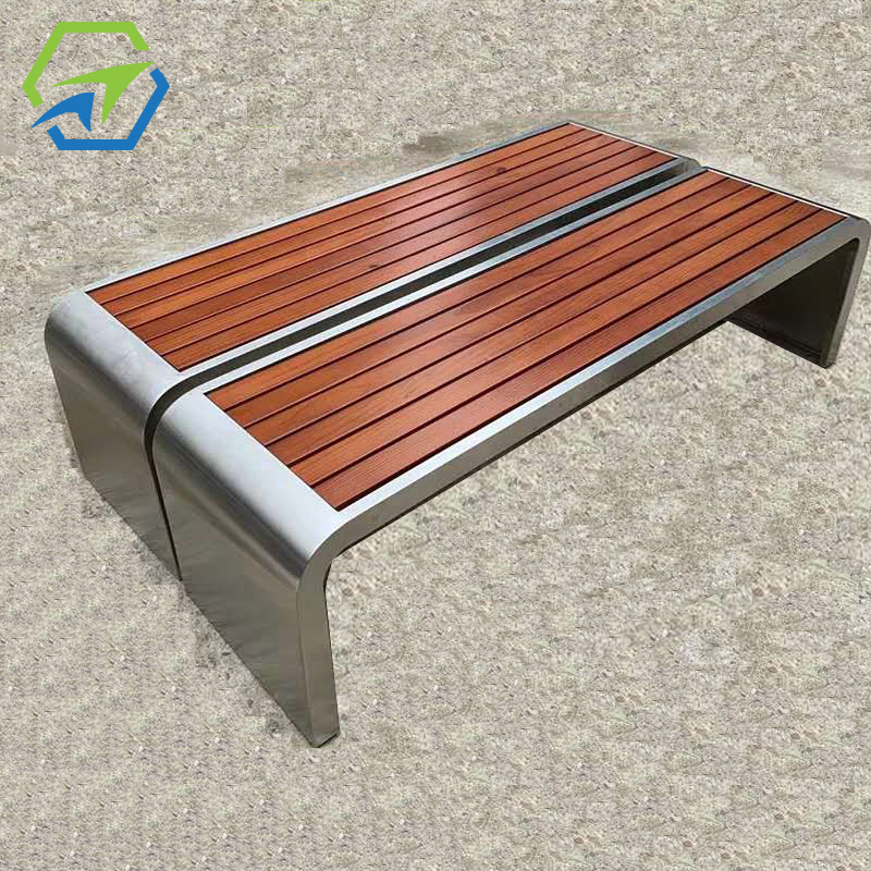 Chinese outdoor garden park wooden long leisure bench seat with backless