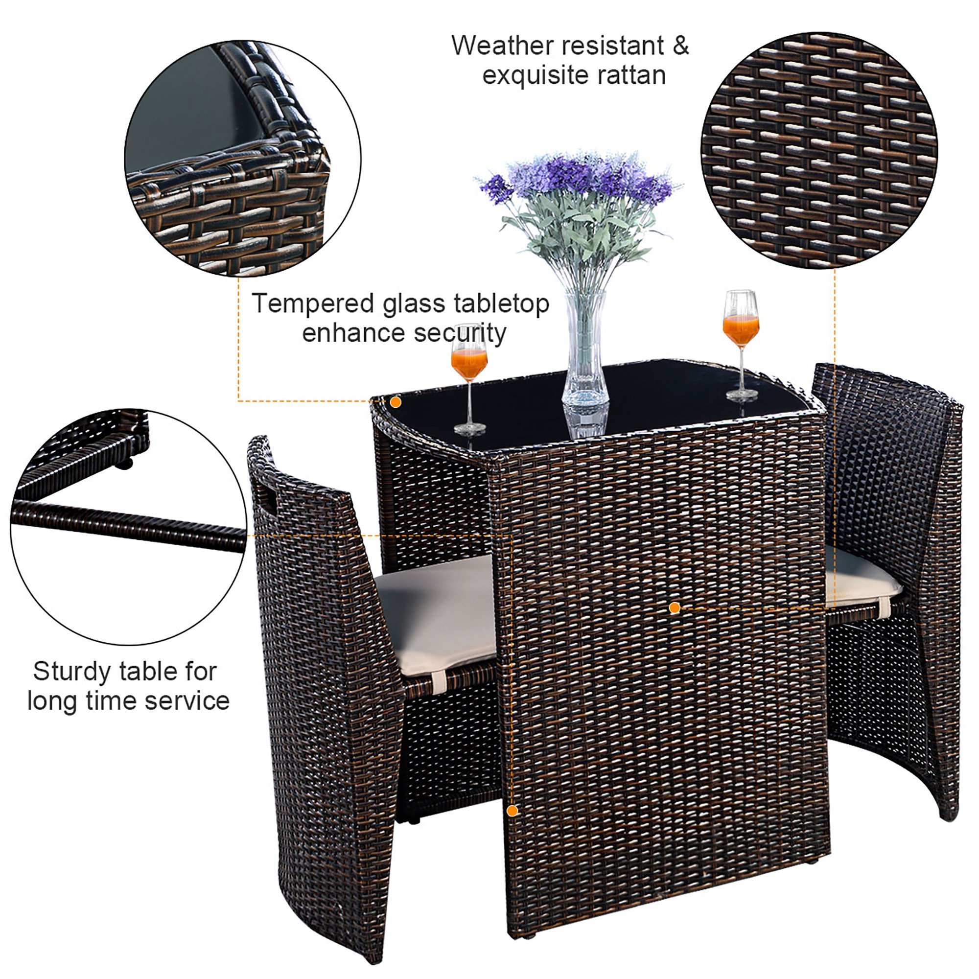 Unique design Modern Waterproof Outdoor Garden patio Furniture Rattan Coffee table chairs garden sets