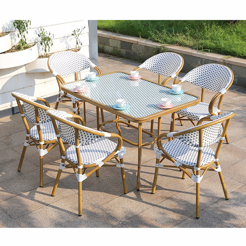 Rattan French Bistro Chairs And Table francese bistro sedie in rattan Garden Sets Bamboo Patio Bistro Set Outdoor Furniture