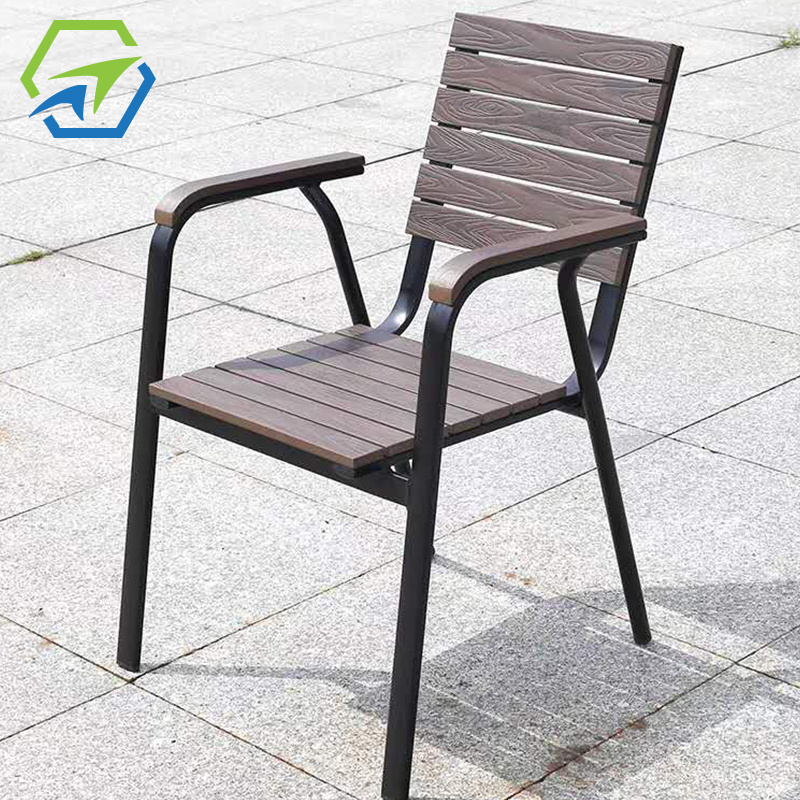 Outdoor Cheap Modern Metal Steel Iron Sling Plastic Wood Stackable Stacking Arm Terrace Bistro Patio Chairs Garden Chair Outdoor