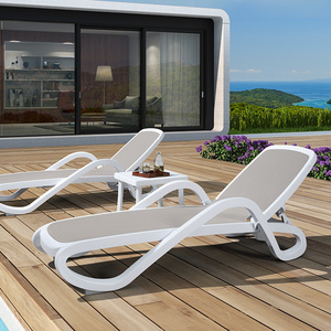 Modern Outdoor Furniture Plastic Lounge Furniture Pool Sunbeds Sling Reclining Beach Sun Lounger