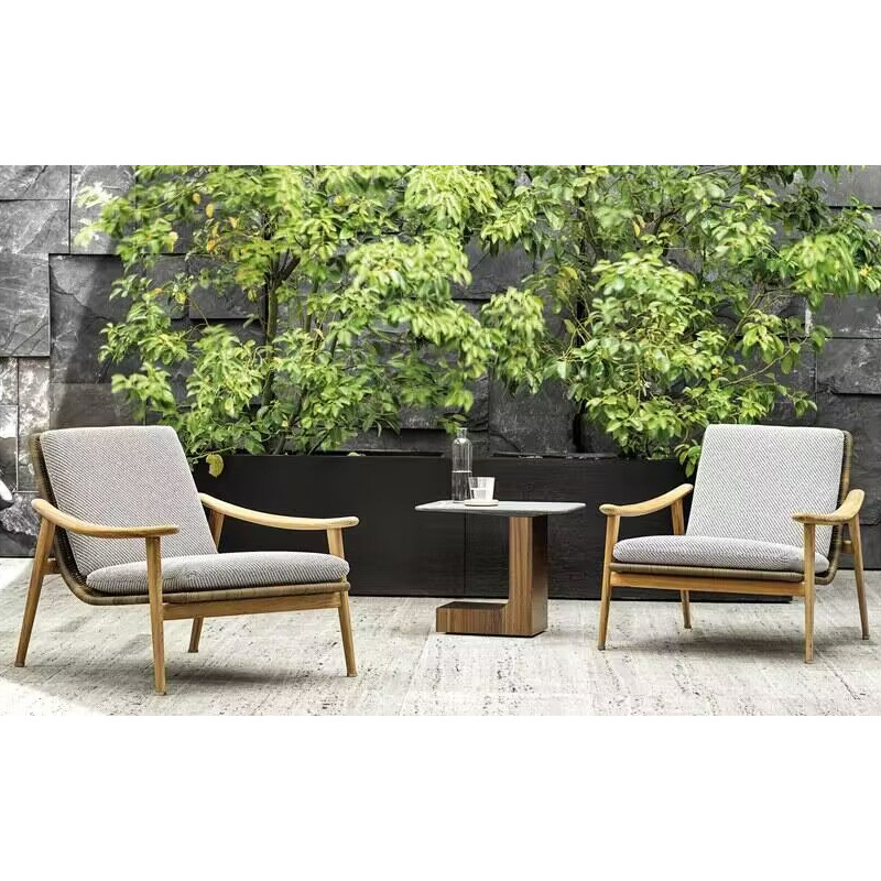 Outside furniture pool outdoor burma teak wood patio garden armchairs accent club rattan lounge chair set outdoor furniture