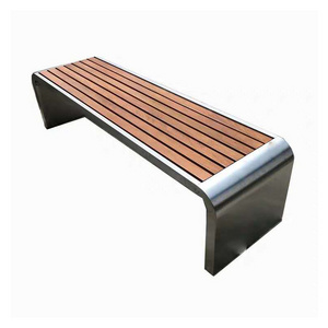 Chinese outdoor garden park wooden long leisure bench seat with backless