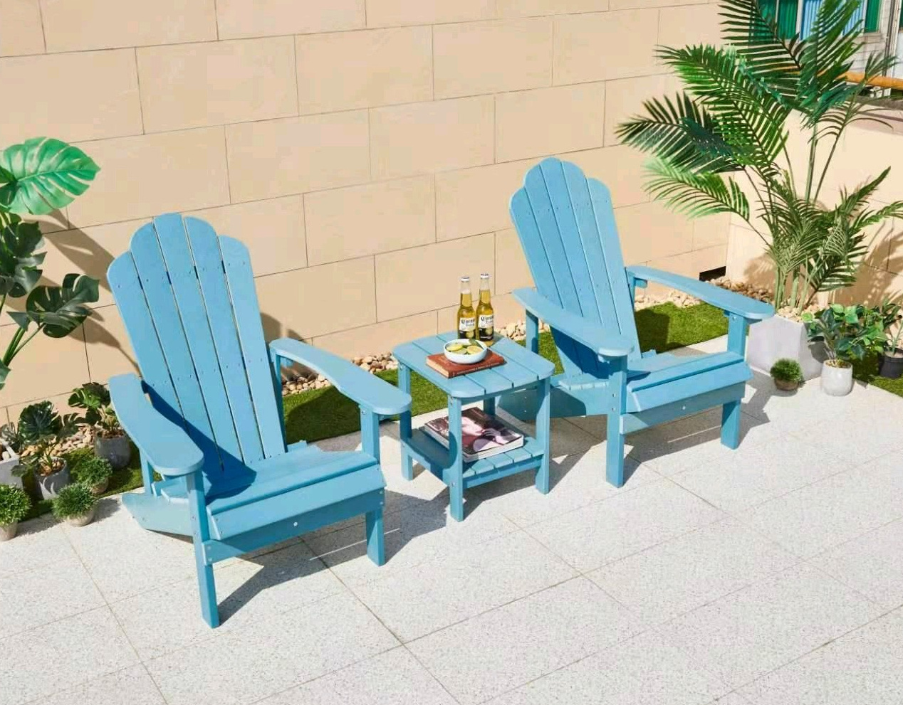 Sandy Beach Outdoor Leisure Arm lounge Chair Waterproof Plastic Wood Modern Outdoor Garden Composite Adirondack Chair Folding