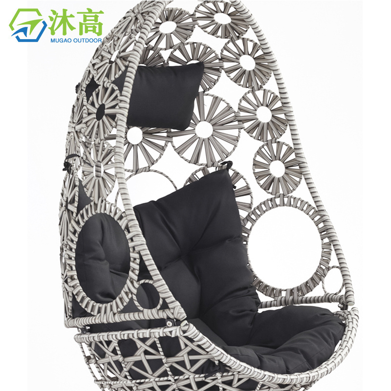 European style new design rattan hamock outdoor hanging egg swing chair patio swings with steel stand