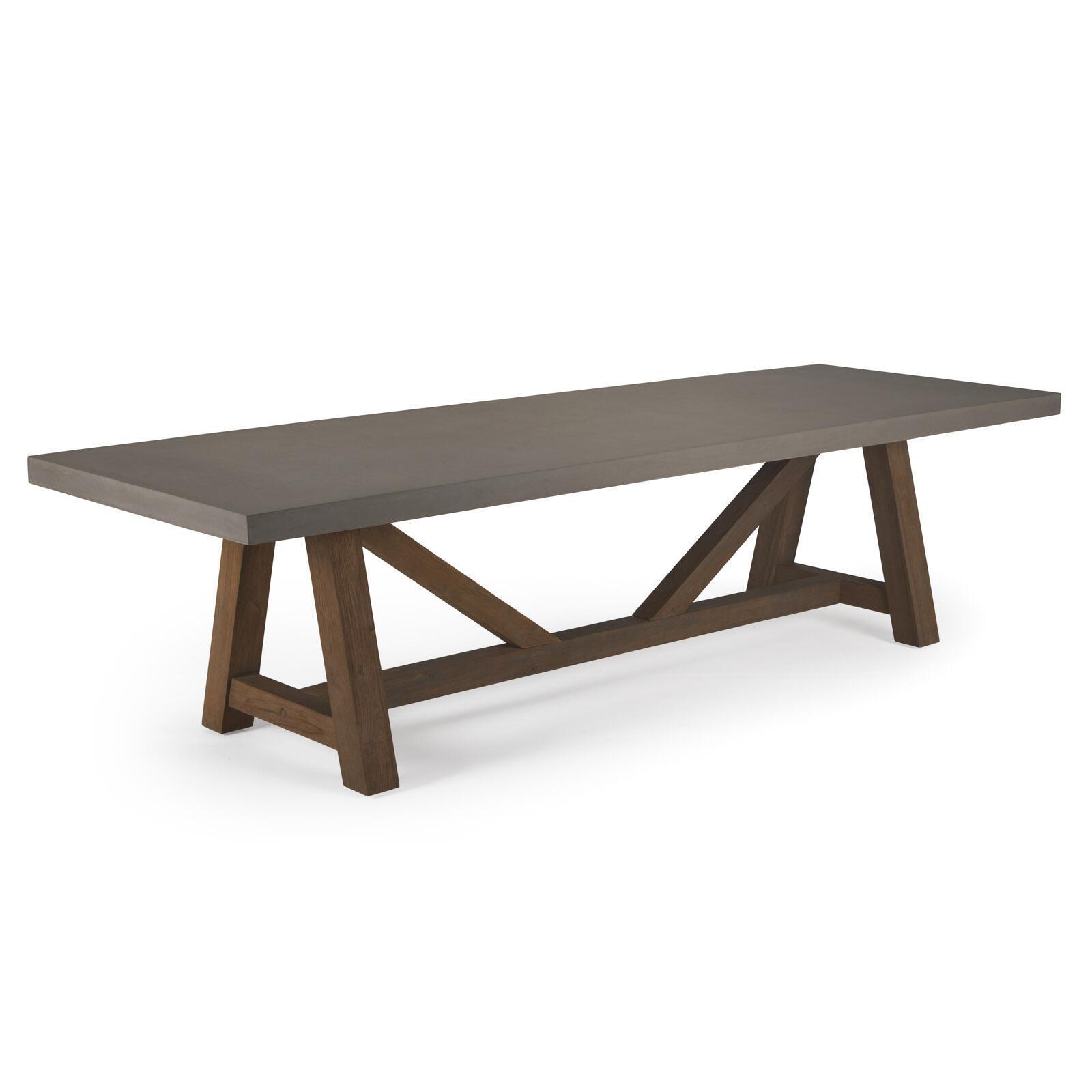 Mugao Home Wood Marble Stone Outdoor Dining Table with Iron Legs,Sandblast Finish / Rustic Metal