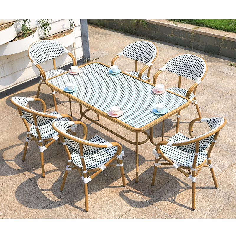 Rattan French Bistro Chairs And Table francese bistro sedie in rattan Garden Sets Bamboo Patio Bistro Set Outdoor Furniture