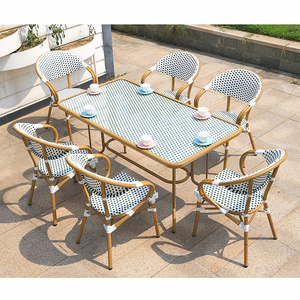 Rattan French Bistro Chairs And Table francese bistro sedie in rattan Garden Sets Bamboo Patio Bistro Set Outdoor Furniture