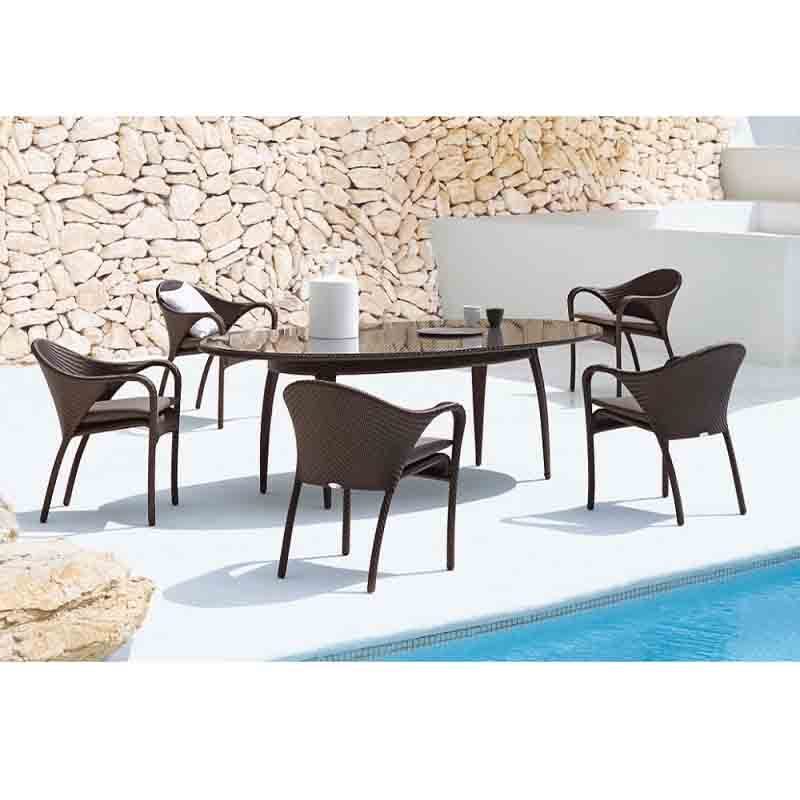 Outdoor villa courtyard rattan table and chair combination garden outdoor courtyard balcony waterproof rattan table and chair