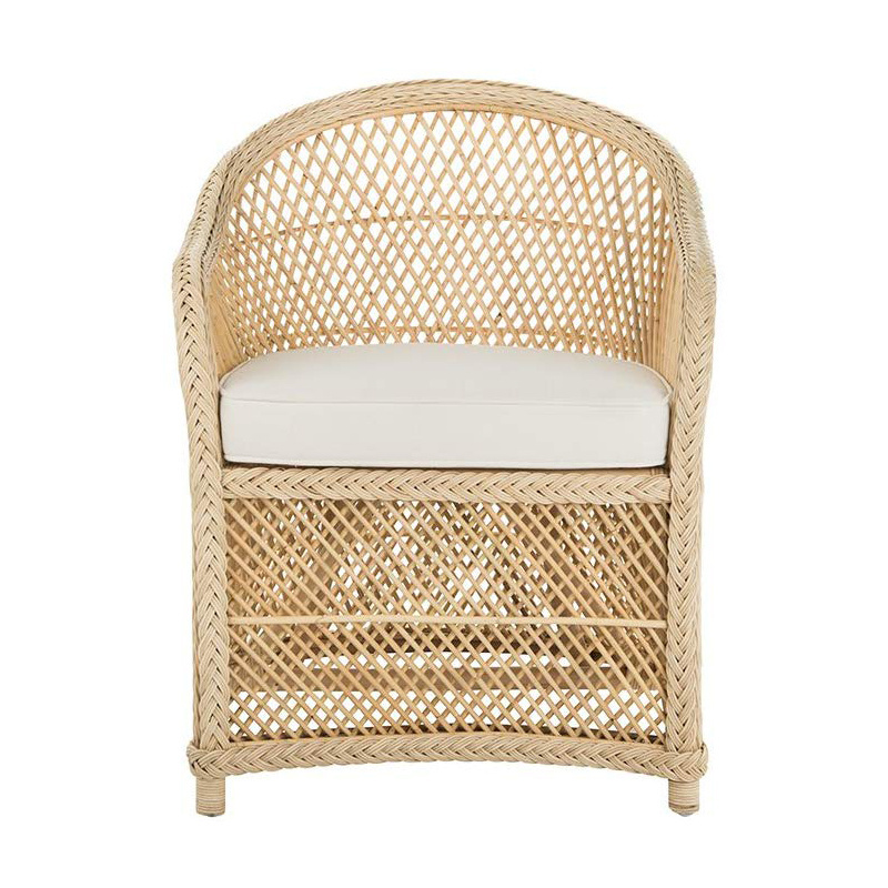 New Arrival Urban Accent Natural Rattan Outdoor Bistro Modern Cane Lounge Chair