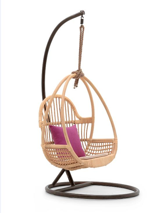 Hammock Chair Macrame Swing Chair, Hanging Rattan Hammock Chair Swing for Indoor and Outdoor Use