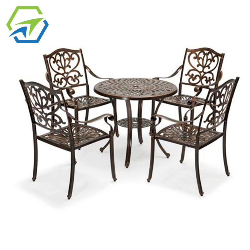 Outdoor Garden Furniture Sets Plastic Rattan Dining Chair Table 4Seater Wicker Patio Outdoor Furniture 5Pcs Garden Set