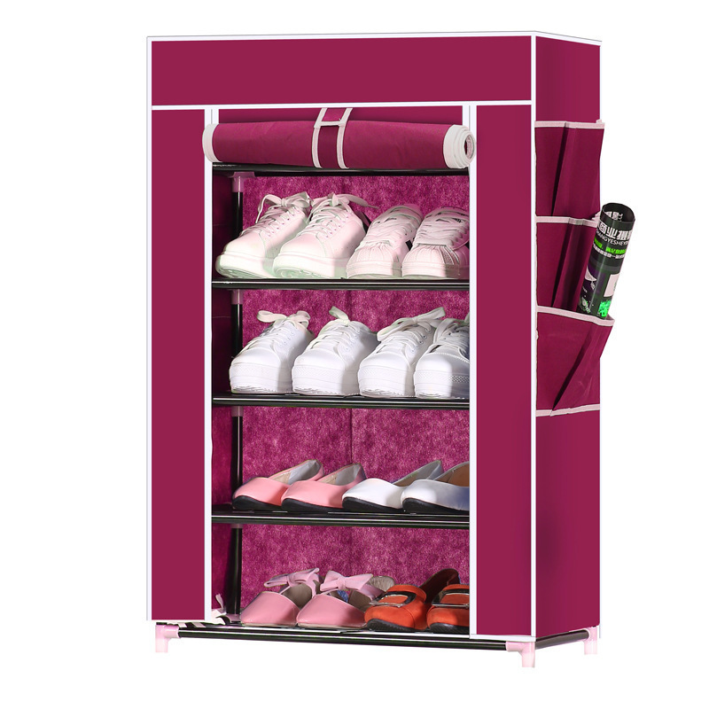 Free Standing 4 5 Tiers Shoe Rack Dustproof Cover Non-woven Fabric Shoe Tower Organizer Storage Shelf Cabinet