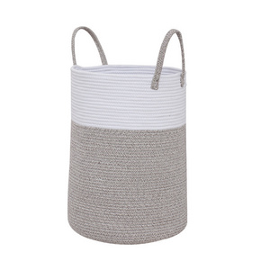 Wholesale Woven Collapsible Laundry Basket Large Laundry Hamper Tall Woven Rope Storage Basket for Blanket Toys Bedroom Storage