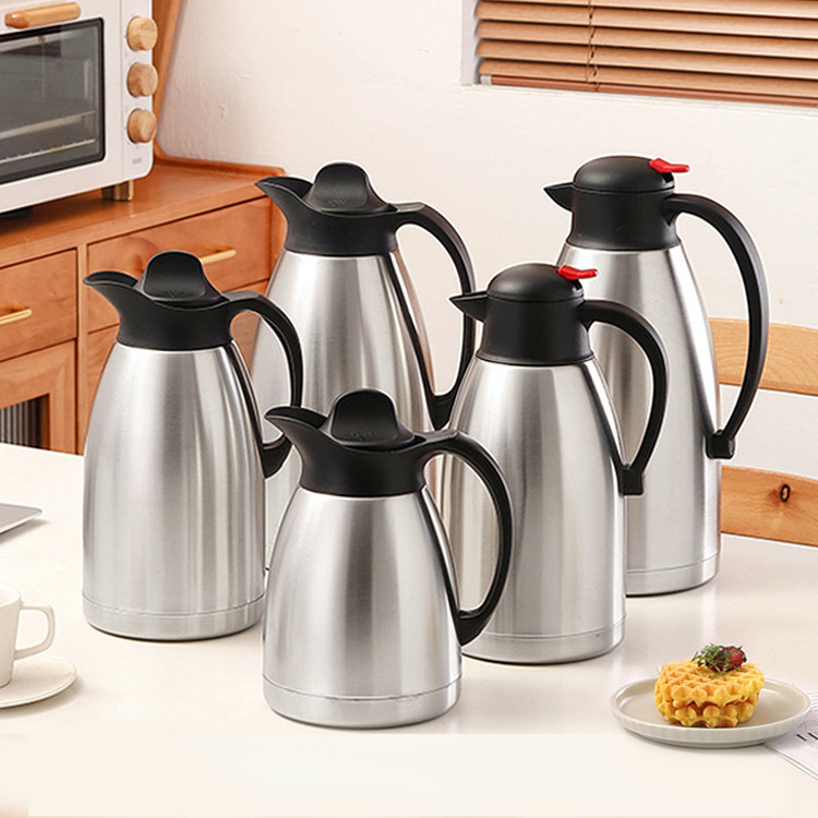 2L Tea Water Coffee Milk Pot Jug Kettle Dispenser 68Oz Stainless Steel Thermal Coffee Carafe Double Walled Vacuum Flask