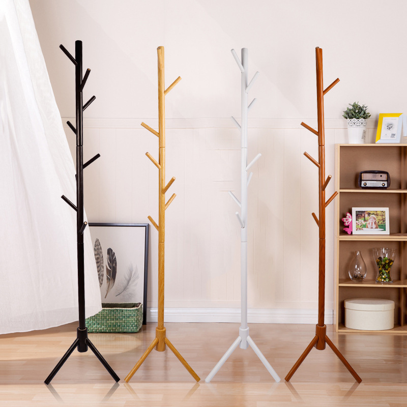 Easy Assembly 8 Hooks Free Standing Wooden Tree Coat Jackets Hanger Rack Stand for Hallway Entryway Bedroom