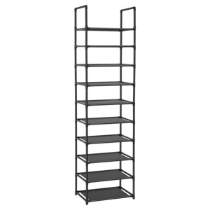 10 Tiers Free Standing Waterproof Black Plastic tall closet organizer shoe shelf shoe rack for closet