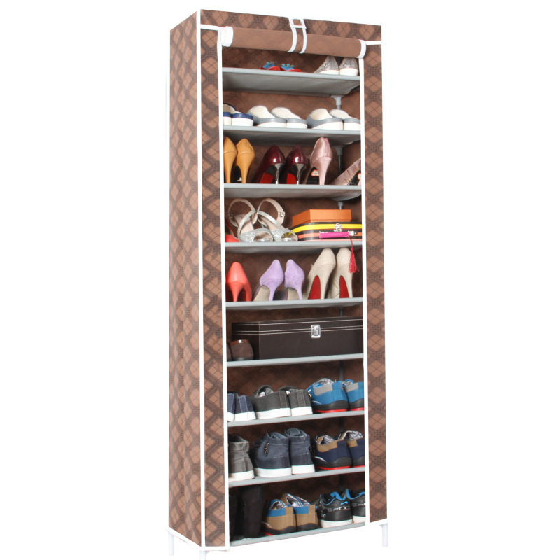 Metal Customized 10 Tiers Dustproof shoe storage Waterproof Non woven fabric Foldable Shoe Rack