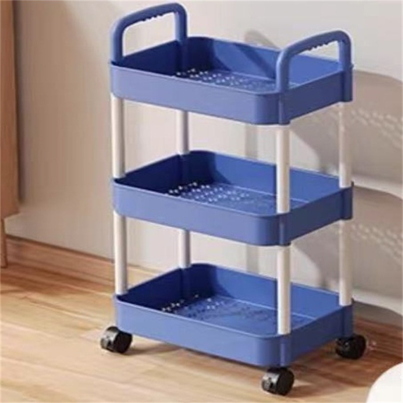 Wholesale 3-Tier Multi-Functional Storage Trolley Movable Storage Organizer Plastic Rolling Utility Cart with Handle Wheels