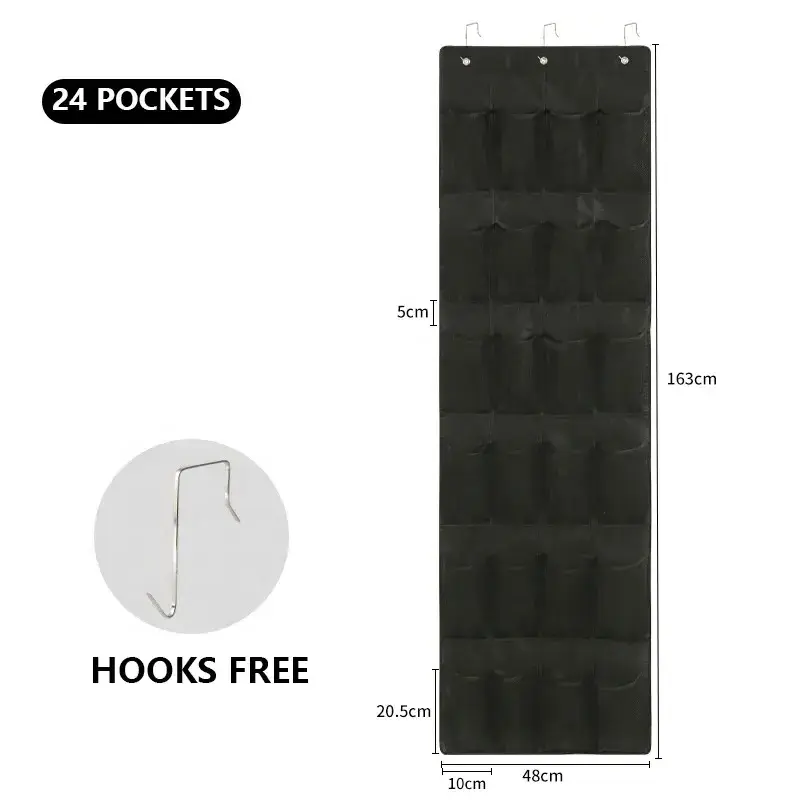 Space Saving Foldable 24 Mesh Pockets Cheap Large Over The Door Hanging Shoe Closet Organizer Storage Bags