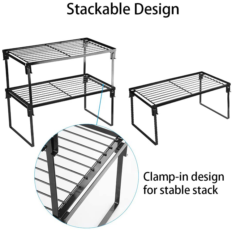 Utensil Spice Storage Rack Cupboard Stand Cabinet Pantry Shelf Stainless Steel Expandable Stackable Countertop Organizer For Kit